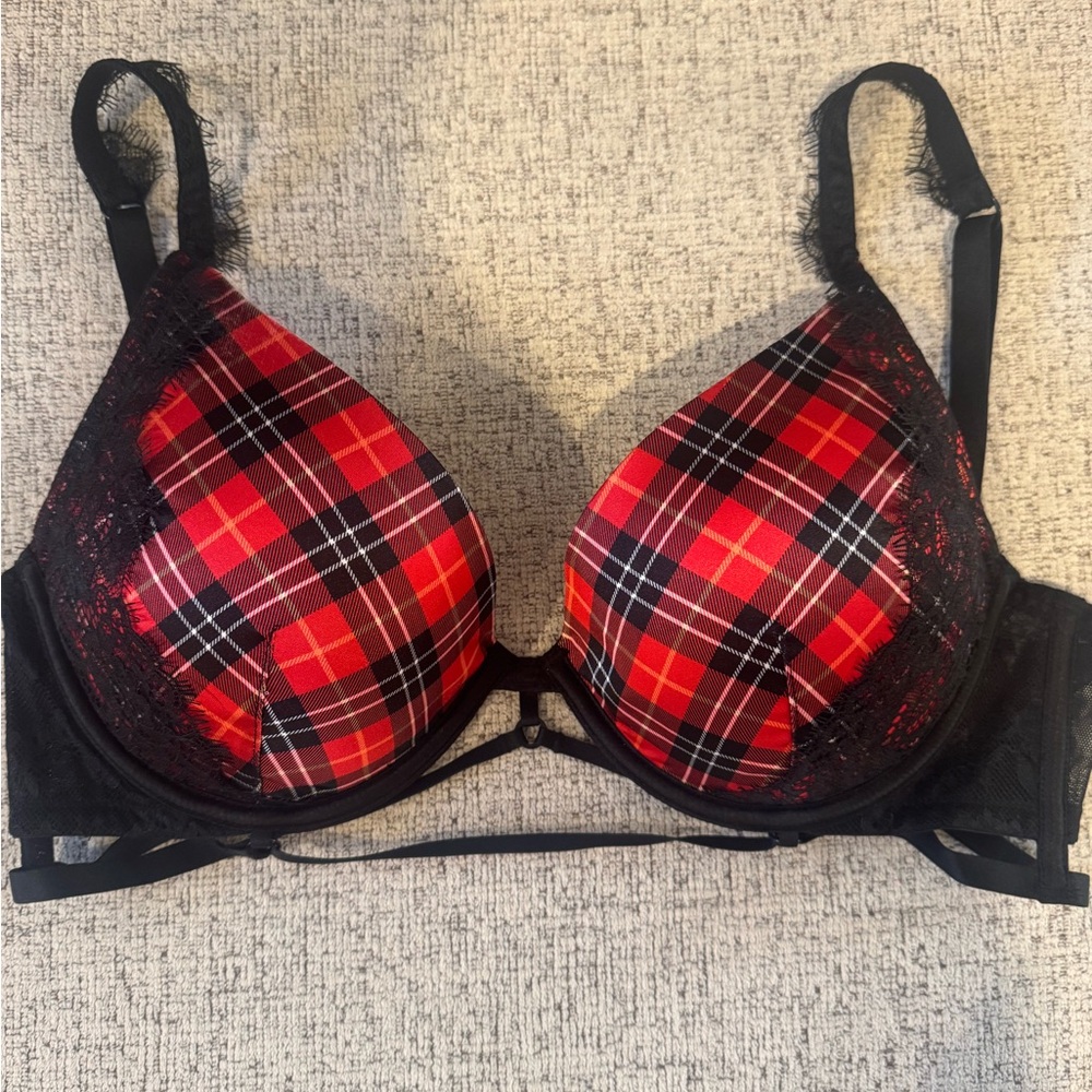 Victoria's Secret Red and Black Plaid Bra